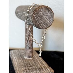 925 Sterling Silver Charm Bracelet W/ Black Enamel Pump Heel Charm